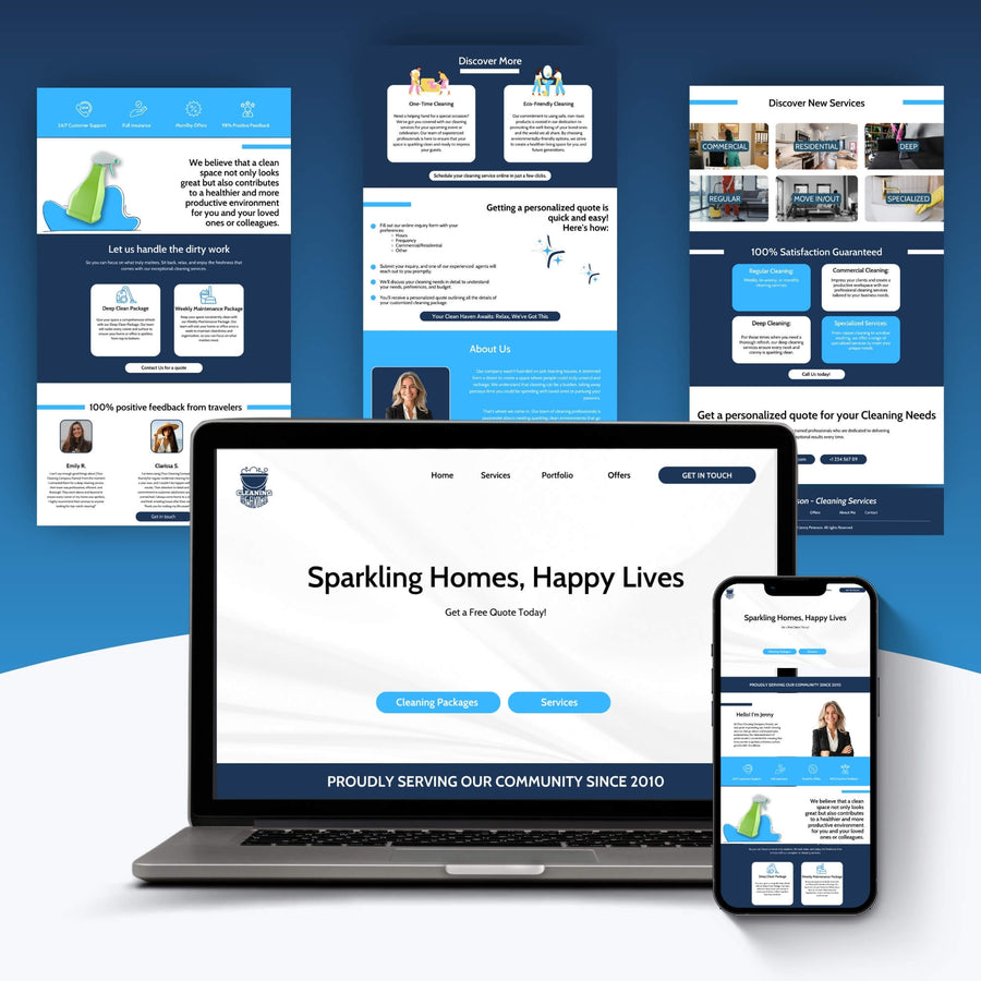Cleaning Services Webpages preview