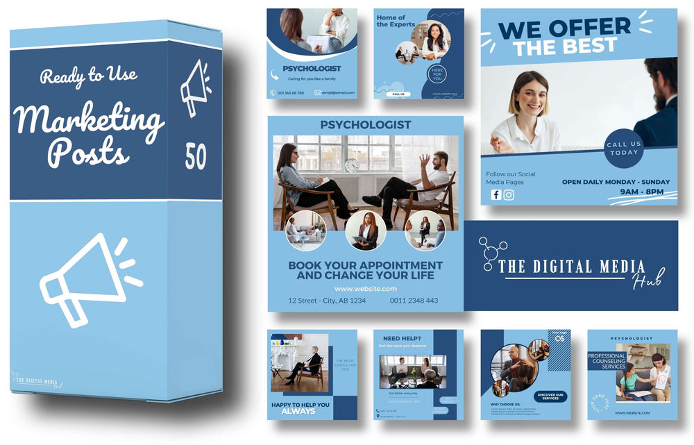 Psychologist & Therapist Social Media Bundle preview