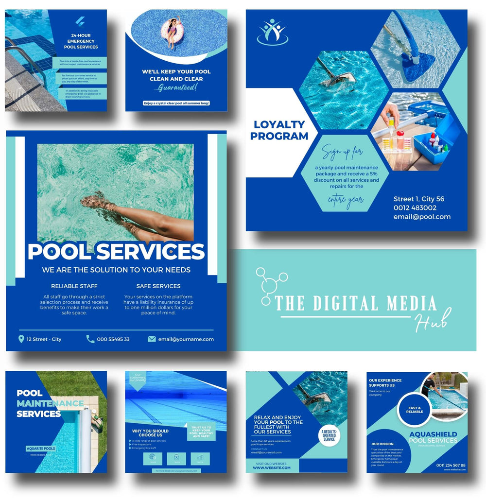 Pool Services Social Media Bundle preview