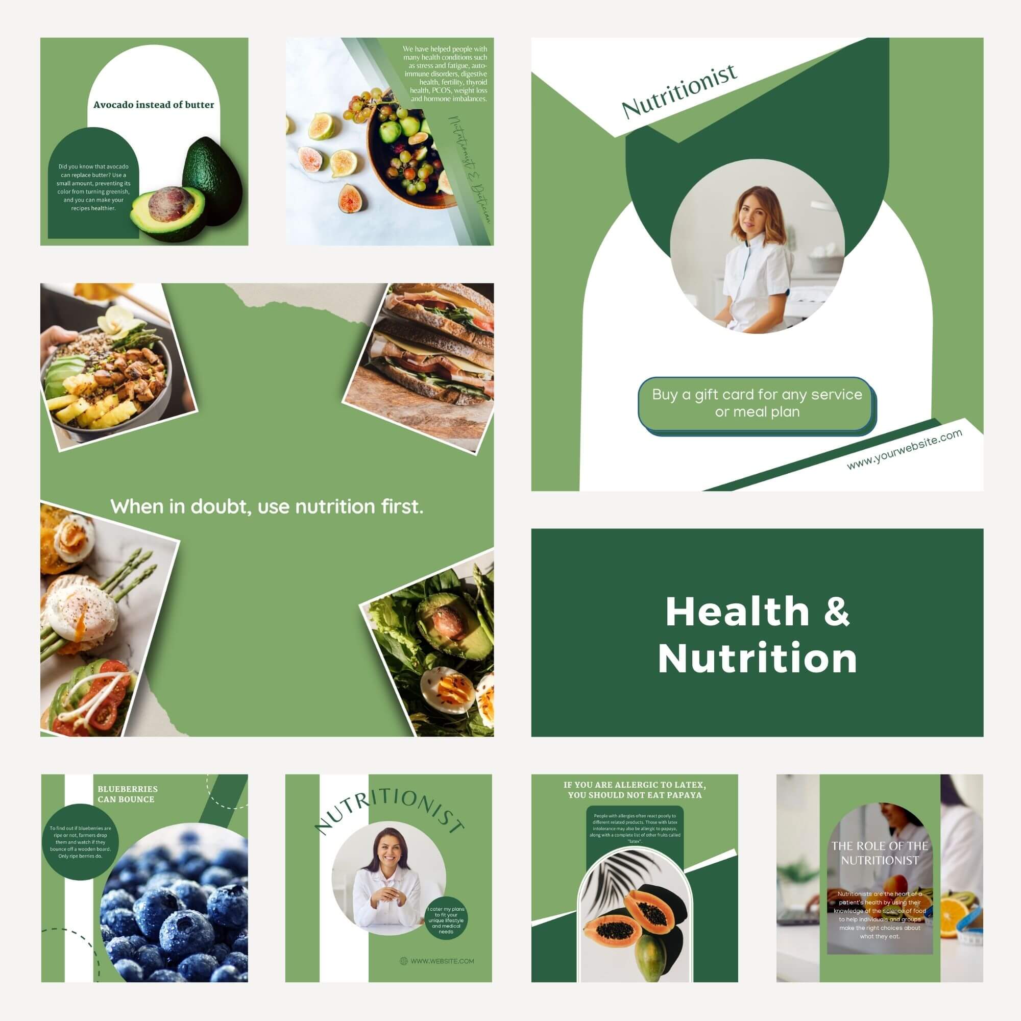 ready to share Canva social media templates for nutritionists