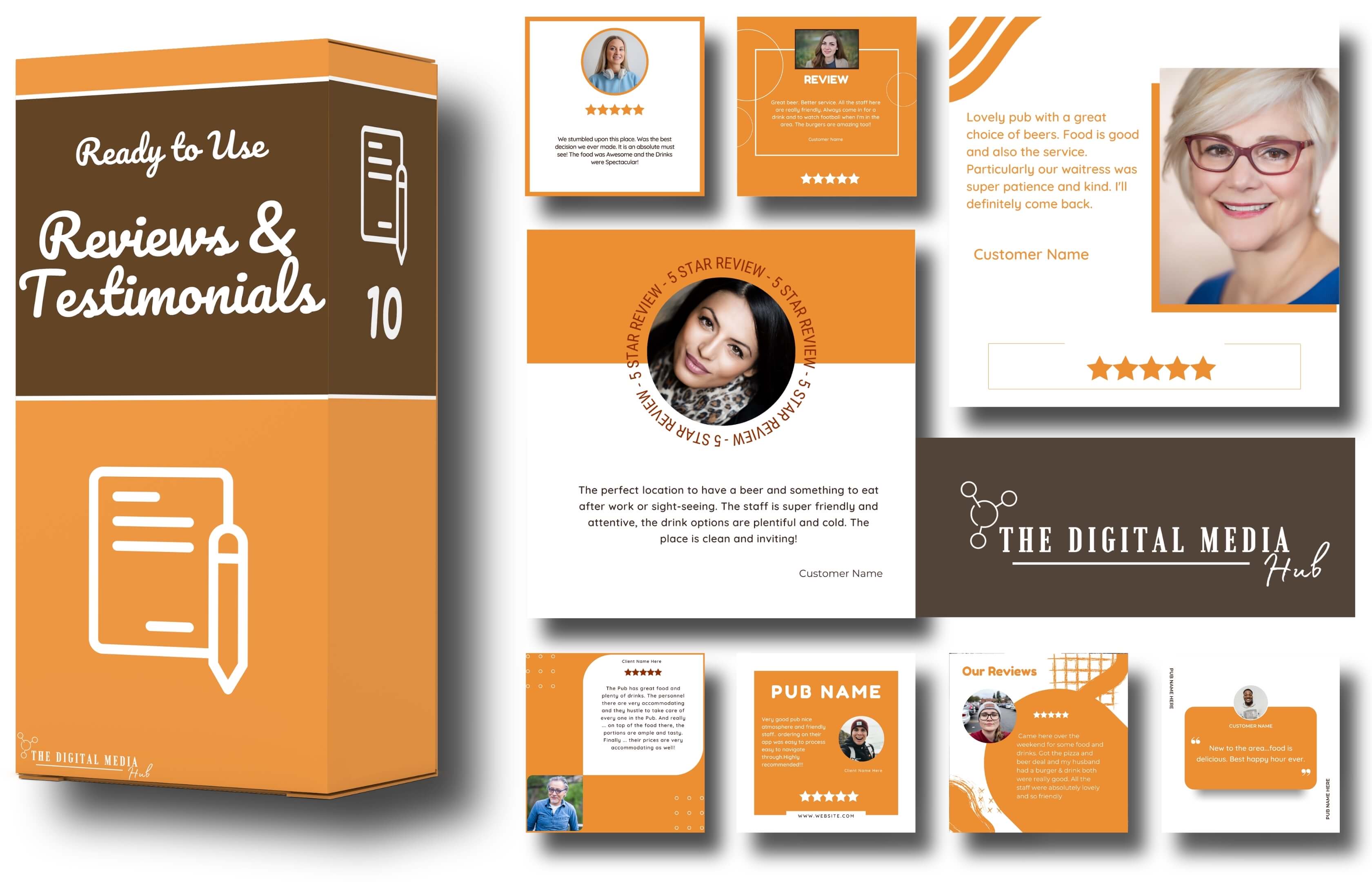 reviews and testimonials for bars editable in Canva