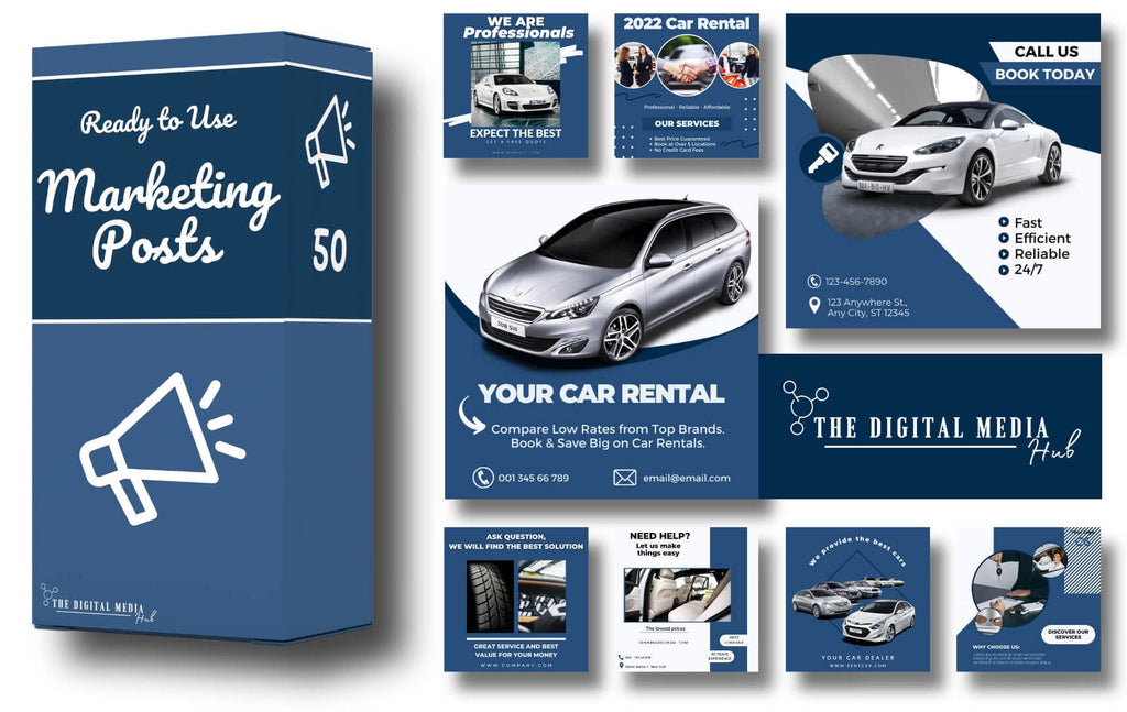 marketing posts for car dealers and rental company editable in Canva