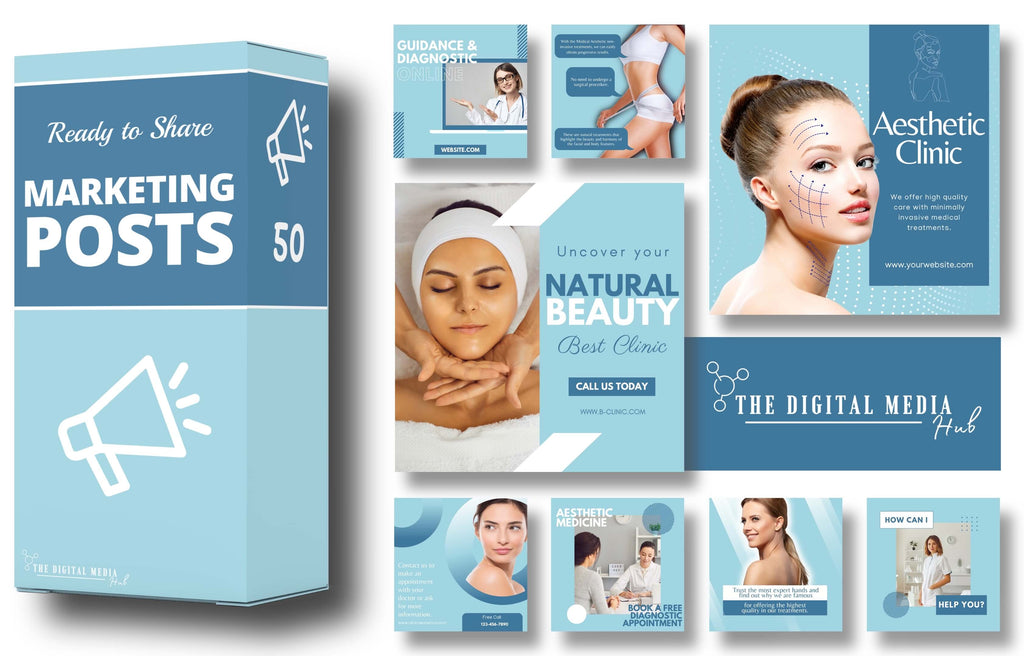 marketing posts for aesthetic medicine clinics editable in Canva