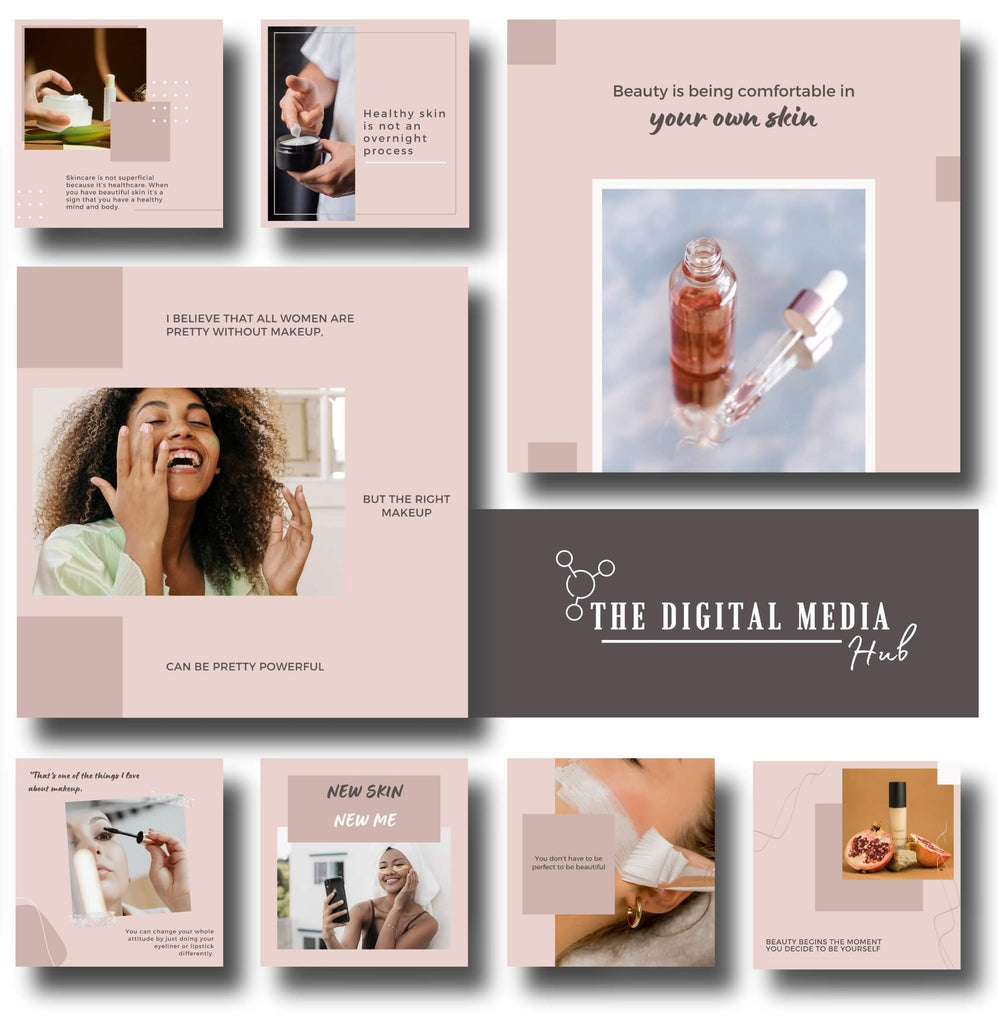 beauty products picture quotes editable in Canva