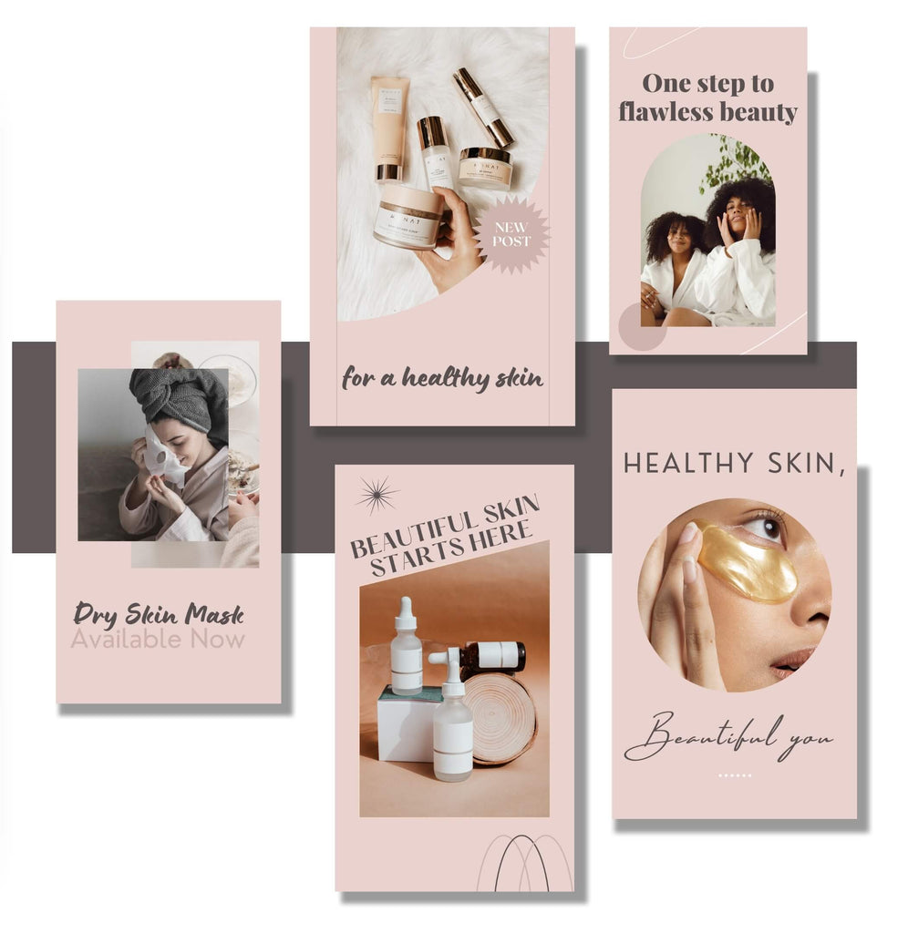 beauty products promotional stories editable in Canva