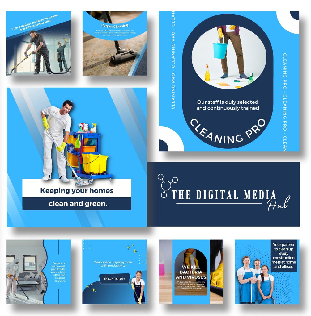 cleaning services marketing posts templates