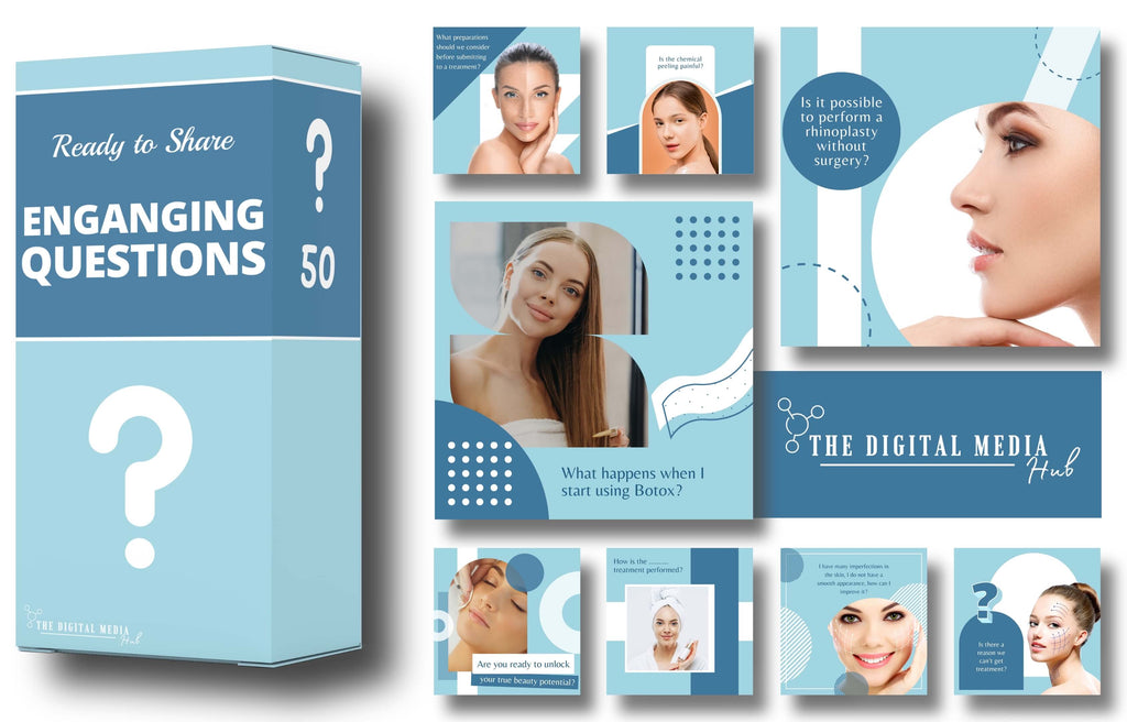 engaging questions for aesthetic medicine clinics editable in Canva