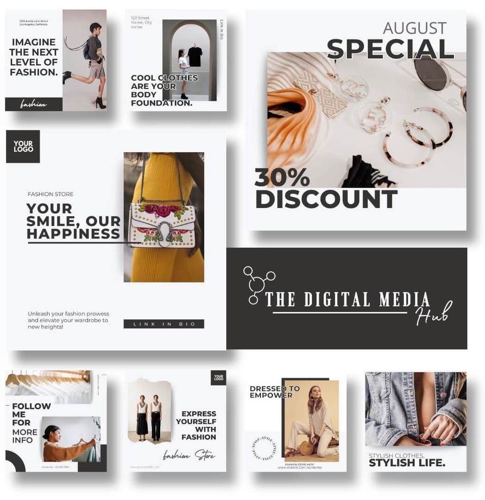 fashion store marketing posts social media templates editable in Canva