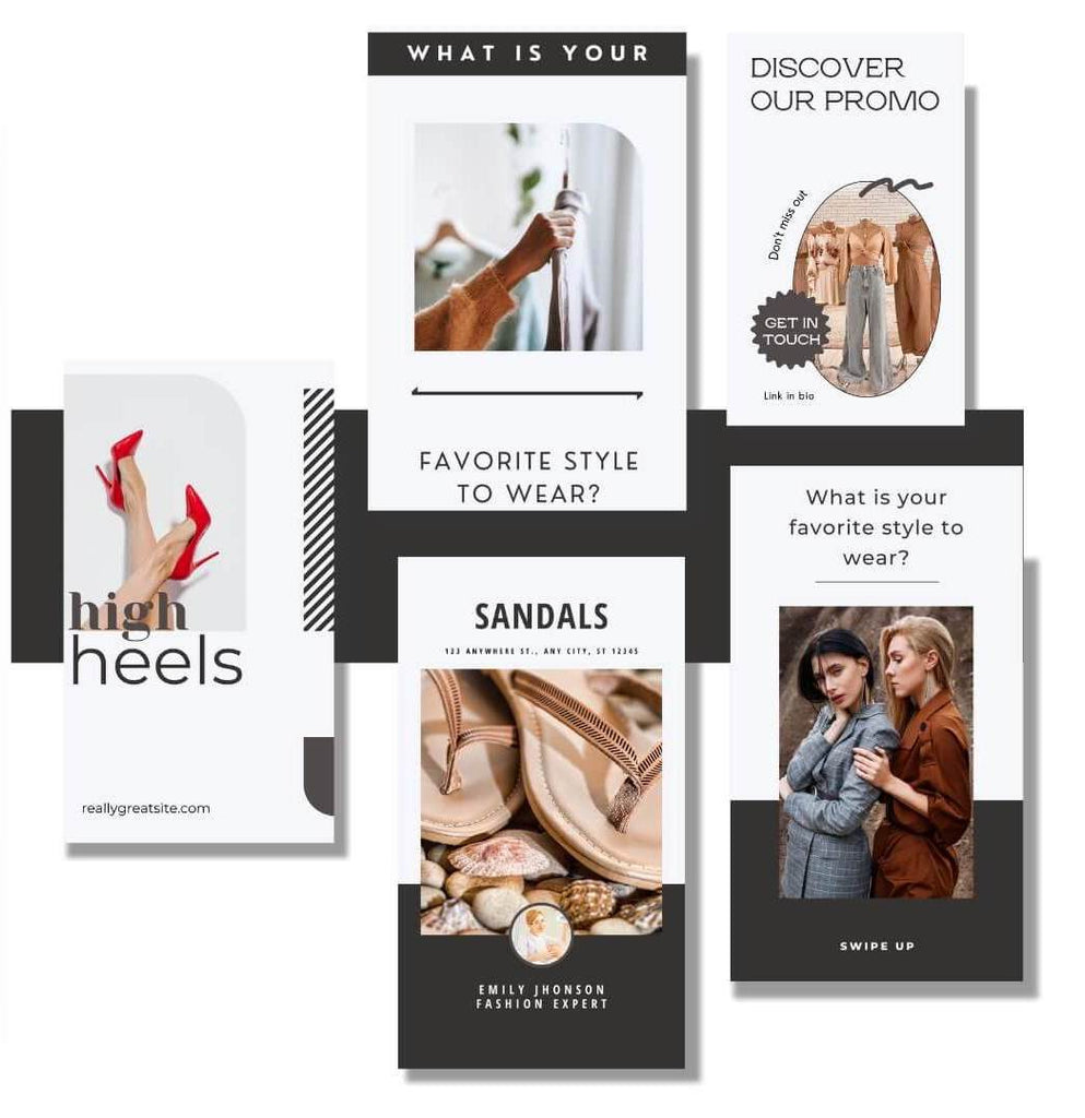 fashion store promotional stories editable in Canva