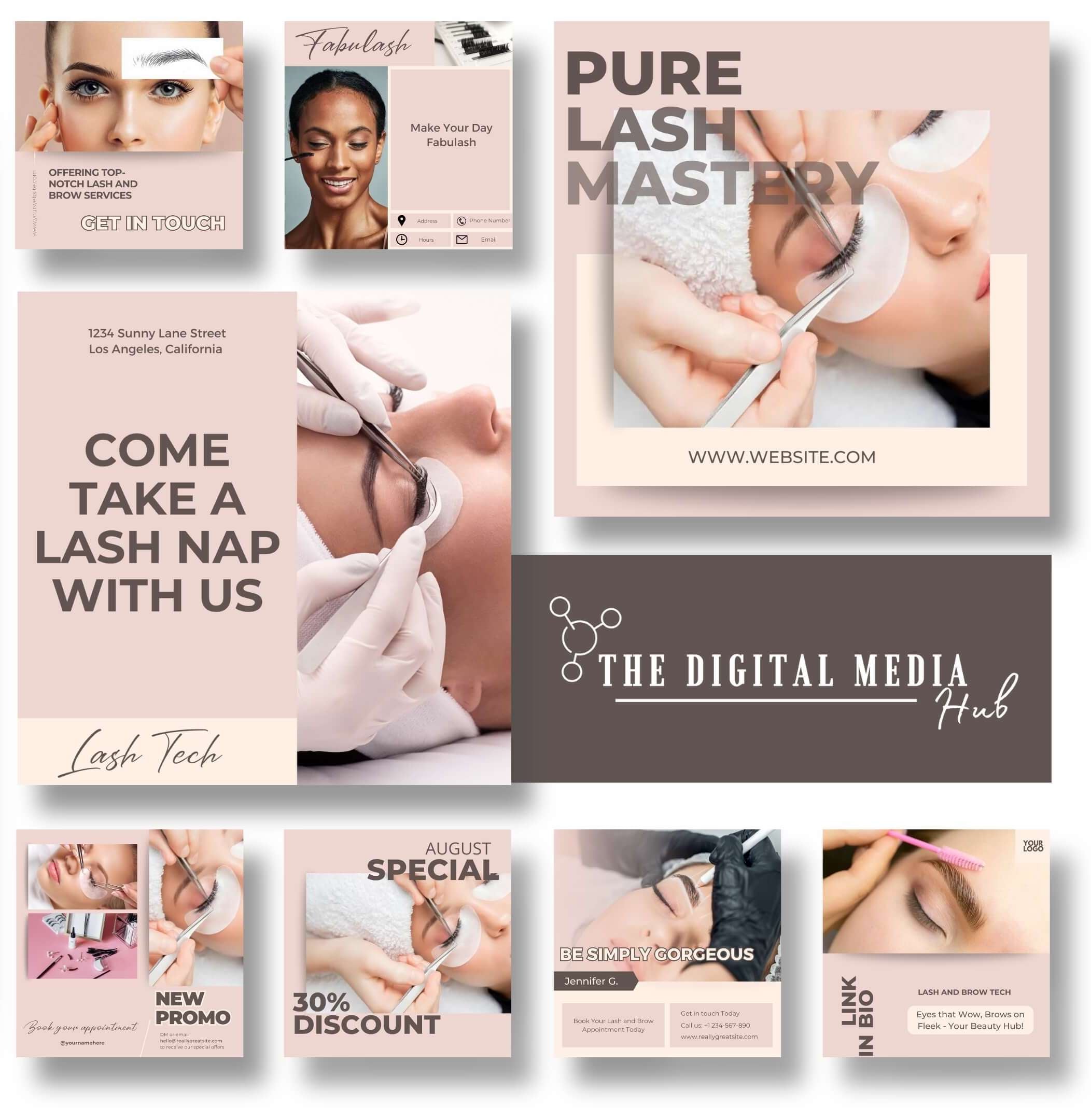 canva templates social media for lashes and brows specialists