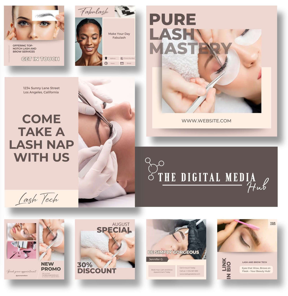 canva templates social media for lashes and brows specialists