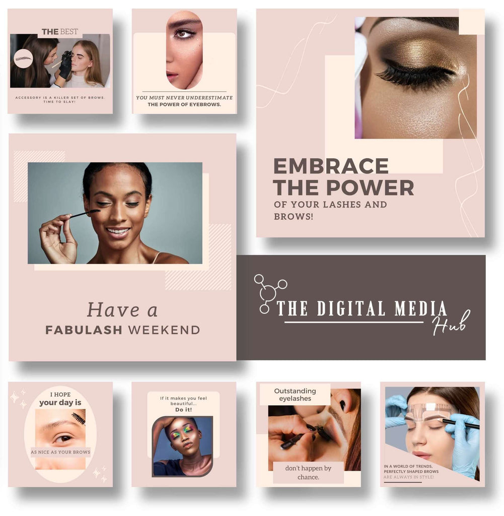 lashes extension social media templates editable in Canva