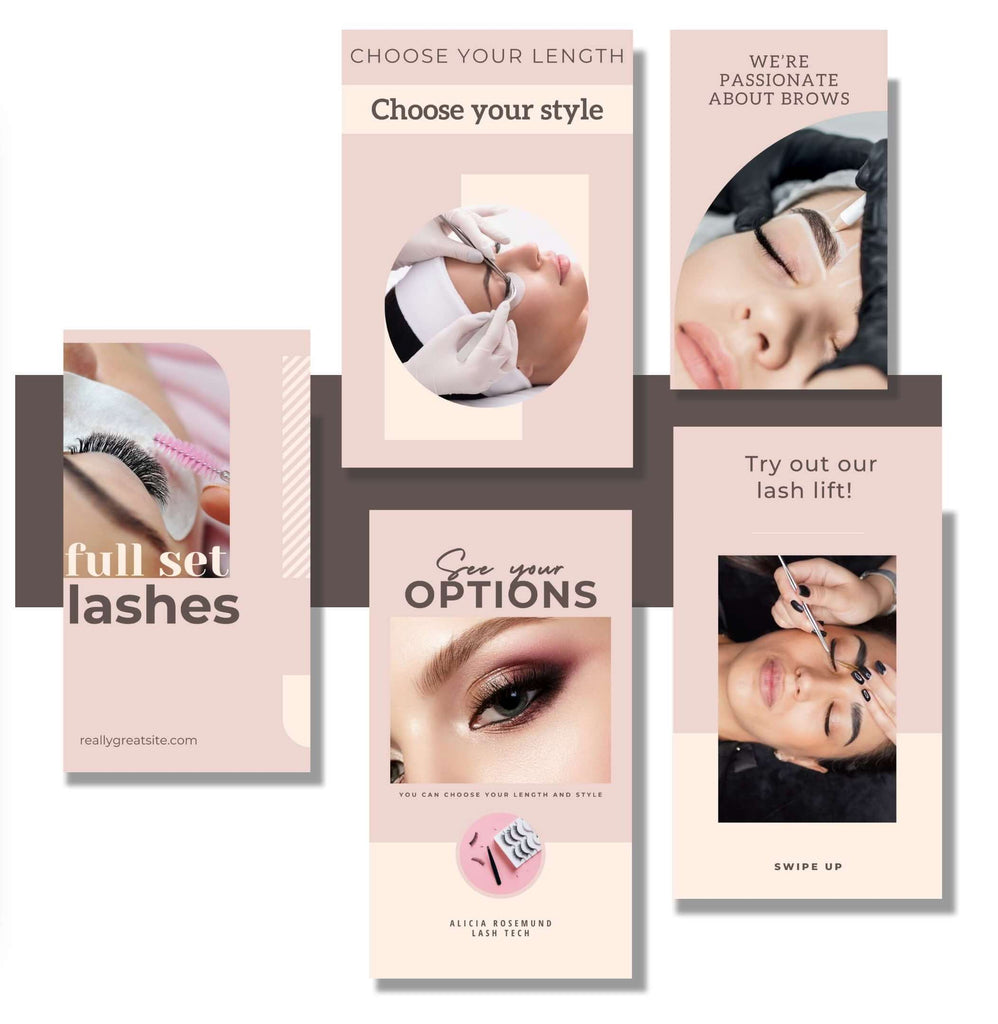 promotional stories for instagram for lashes and brows experts