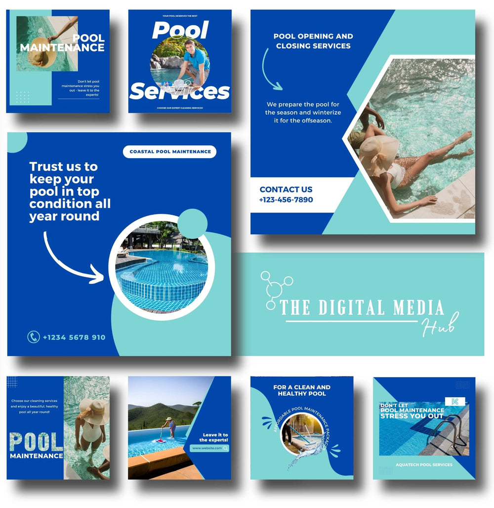 Pool Services Social Media Bundle preview