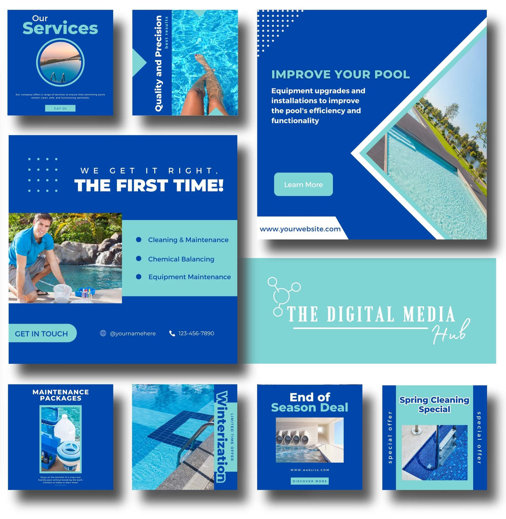 Pool Services Social Media Bundle preview