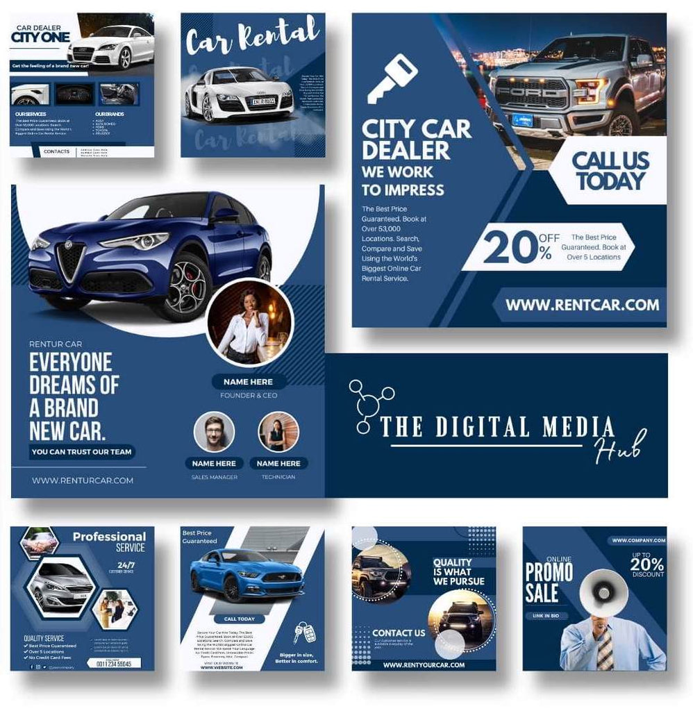 promotional flyers for car dealers and rentals