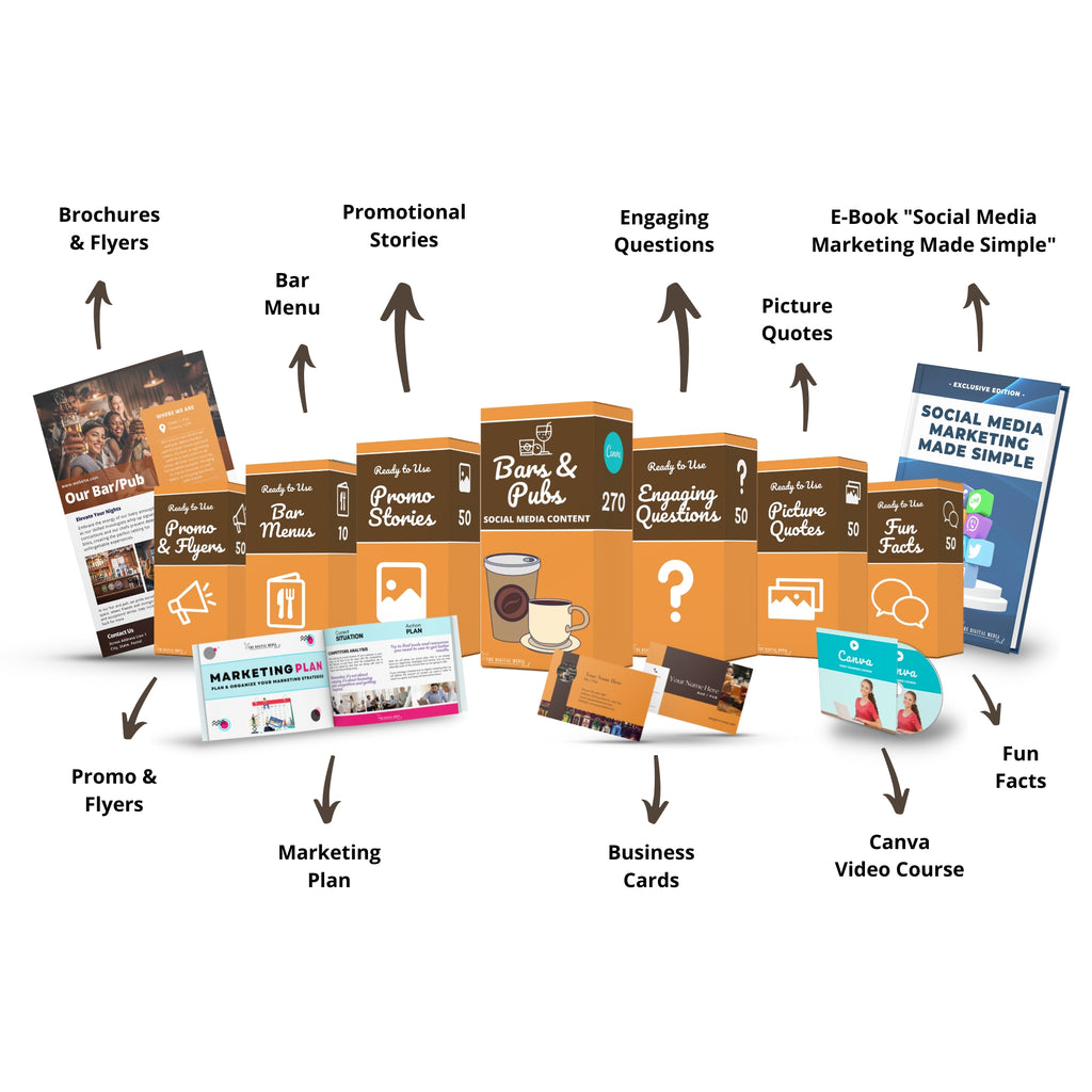 social media bundle templates for bars and pubs editable in Canva