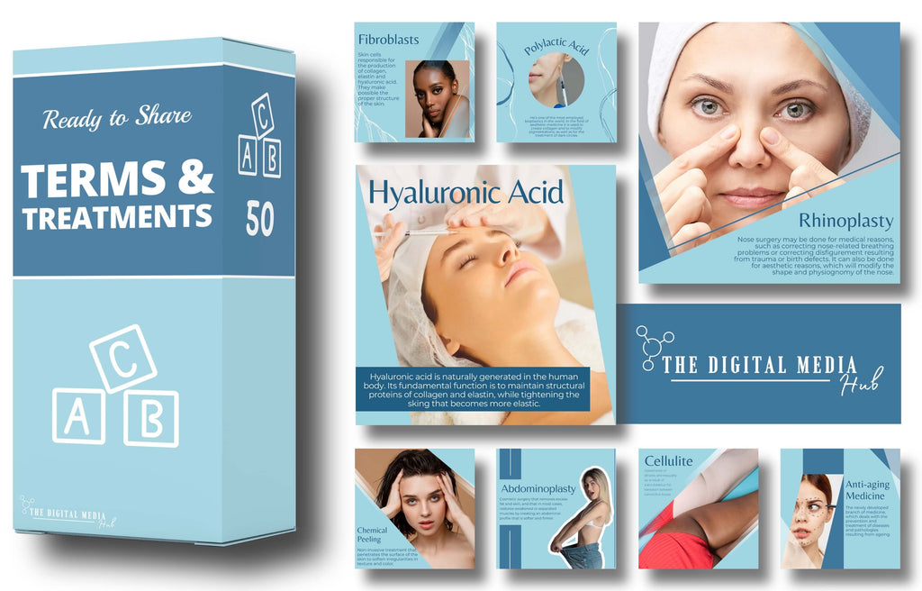 terms and treatments for aesthetic medicine clinics editable in Canva